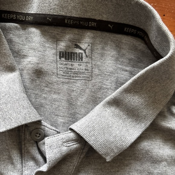 Puma Golf Striped Cotton Grey Collared Short Sleeve Athletic Polo Shirt XXL - Picture 2 of 6